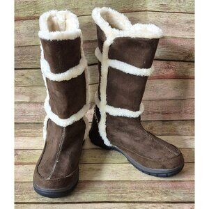 NWOT Itasca Ladies Brown Cream Faux Fur & Faux Suede Winter Boots Size 8